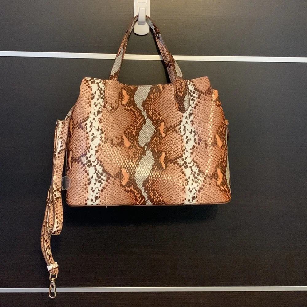 A New Day Snakeskin Print Triple Compartment Satchel Handbag